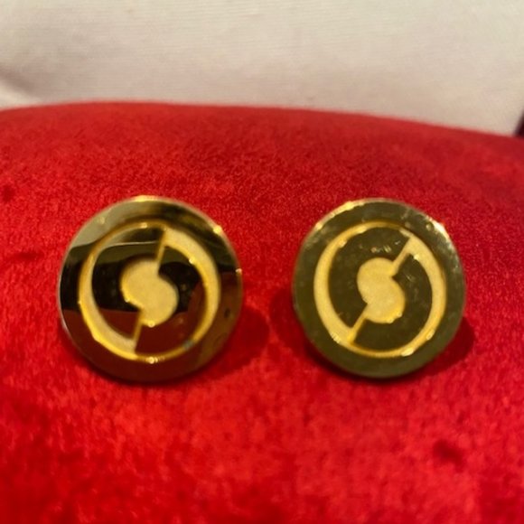 VTG 14K Gold Signed BFL Disc EARRINGS - Picture 4 of 10